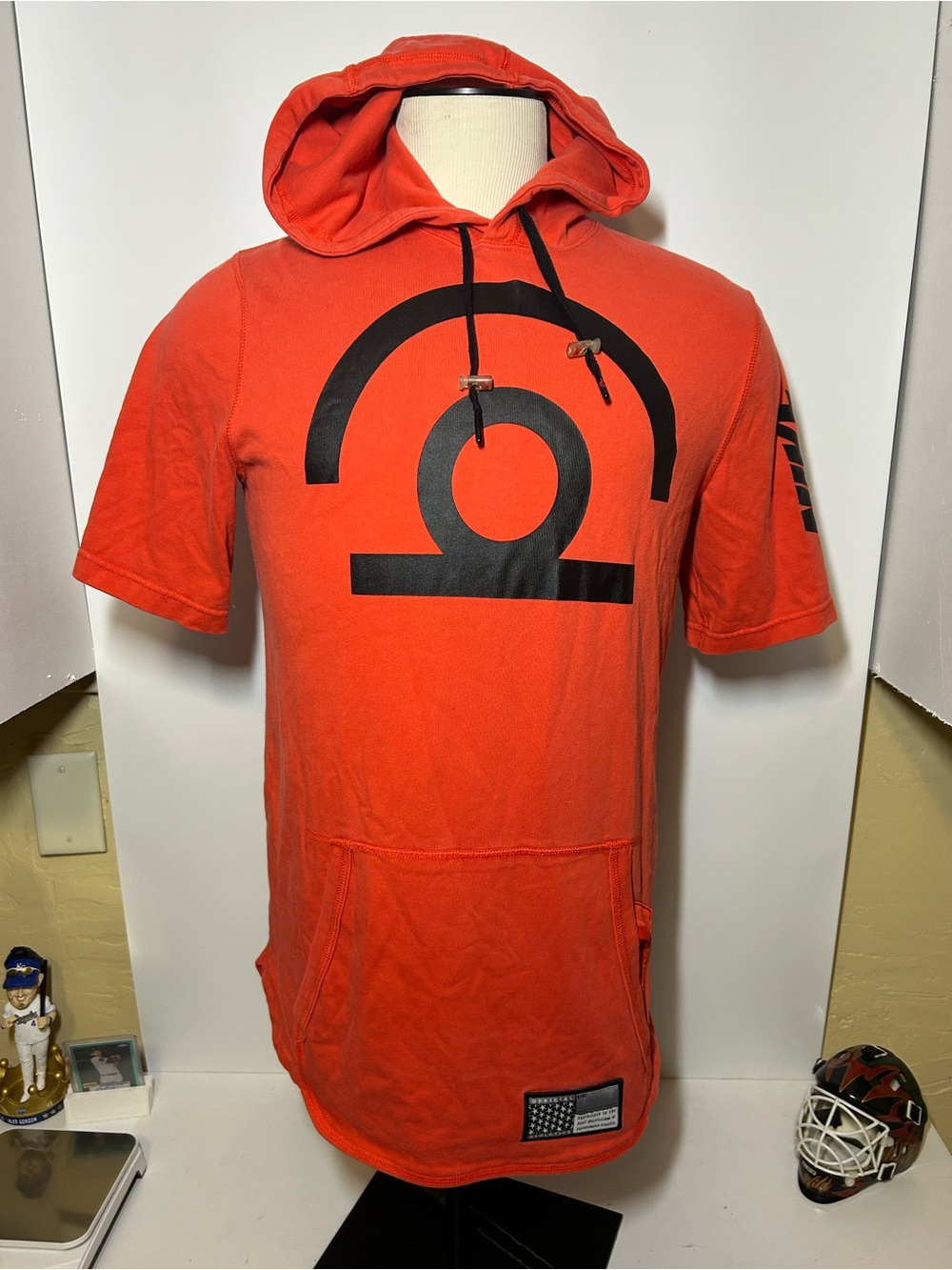 Men's Orange reddish Short-Sleeve Nike air Hoodie with Black Graphic